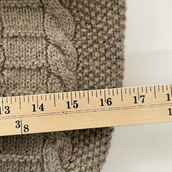 Brooks Brothers Chunky Cable Knit Sweater 100% Wool Taupe V Neck Women S Vintage - Picture 8 of 10